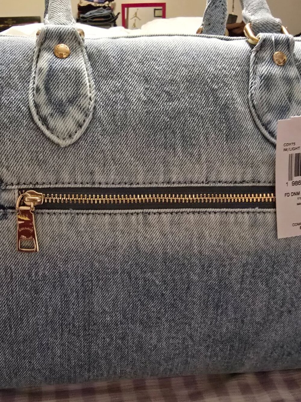 Coach Outlet Rowan Large Satchel Bag In Loved Denim With Charms - Picture 5 of 7